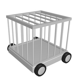 cage on wheels - 3d illustration