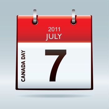 Red and white calendar icon for canada day national holiday