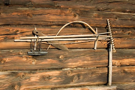 Tools on wall of a village house