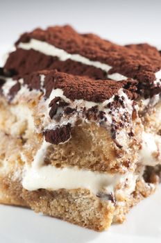 Classic, traditional tiramisu fresh cake from Italian tradition