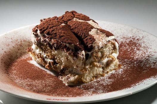 Classic, traditional tiramisu fresh cake from Italian tradition