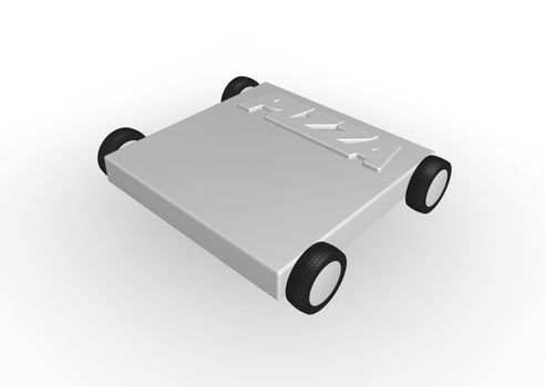 pizza box on wheels - 3d illustration