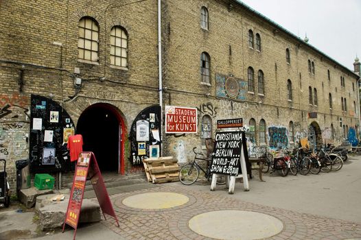 Christiania, also known as Freetown Christiania is a self-proclaimed autonomous neighbourhood of about 850 residents, covering 34 hectares  in the borough of Christianshavn in the Danish capital Copenhagen. 