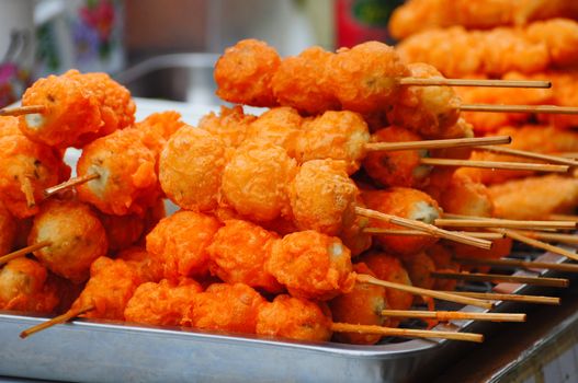 Fried meatballs on the market in thailand