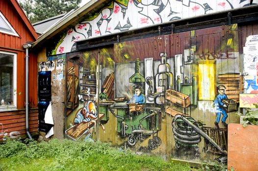 Christiania, also known as Freetown Christiania is a self-proclaimed autonomous neighbourhood of about 850 residents, covering 34 hectares  in the borough of Christianshavn in the Danish capital Copenhagen. 