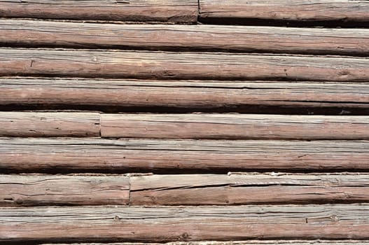 wall of a old wooden log house, Moscow area, Russia