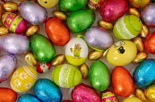 Many easter eggs with many different colors