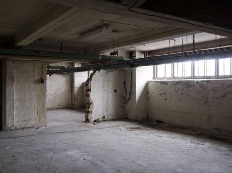 Interior of a worn empty warehouse