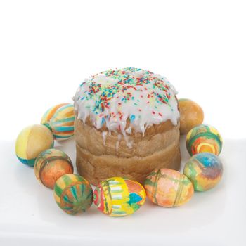 Russian easter traditional  - hand painted easter eggs and kulich