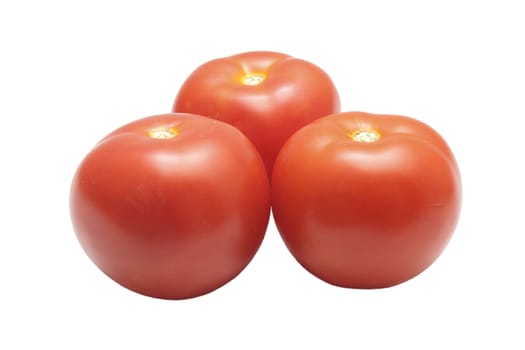 Three ripe tomatoes isolated on the white background