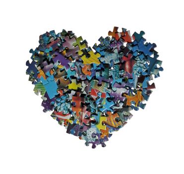heart made from the puzzle , isolated