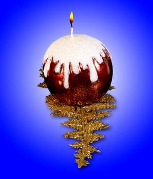 decorative candle burning on a branch