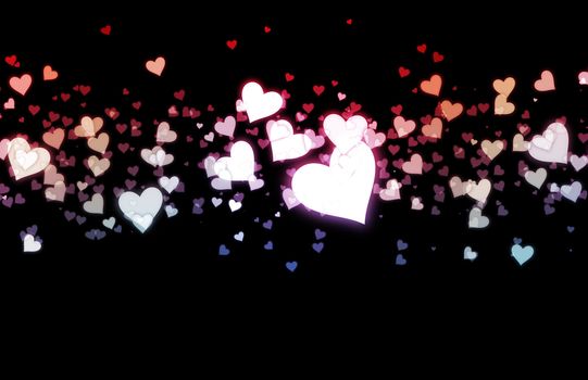 Romance Background with Floating Hearts as Art