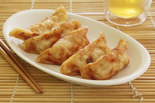 Fried Dumplings Chinese Style Cuisine as Meal