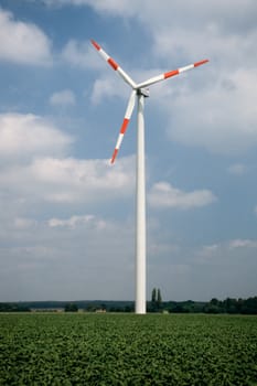 Big 1.3MW wind turbine on farmland