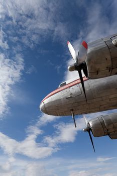 Old DC-3 propeller aircraft, beautifully restored and preserved