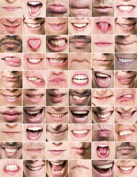 Collage of mouths with different expressions