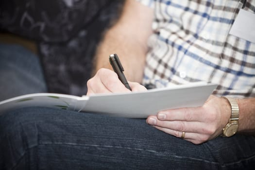 Close up of an human writing