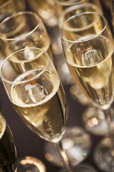 Close up of glasses with Sparkling Champagne