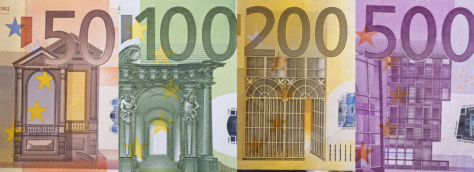 Euro banknote macro detail, close-up, studio shot 
