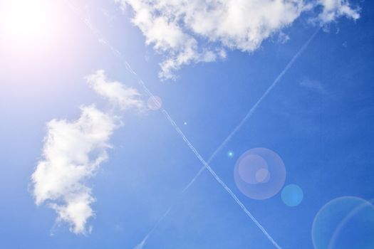 White clouds on blue sky