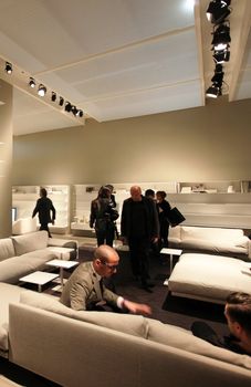 Interiors design stands and home architecture solutions at 2011 Salone del Mobile, international furnishing accessories exhibition in Milan, Italy.