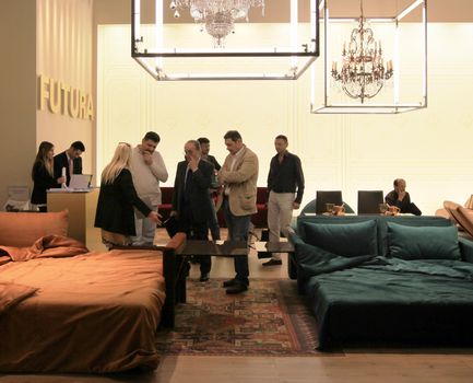 Interiors design stands and home architecture solutions at 2011 Salone del Mobile, international furnishing accessories exhibition in Milan, Italy.