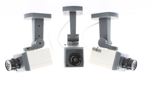 security digital cameras over white 