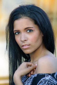 Close-up of a lovely teenage Latina Outdoors