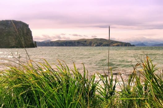 landscape of silent ocean on Kamchatka in Russia