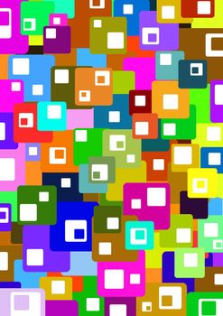 Illustrated colorful background made of squares