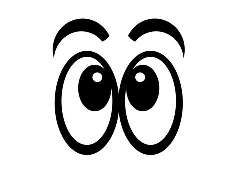 Illustration of black and white cartoon eyes