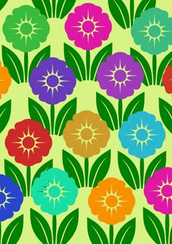 Illustrated flowers of different colors