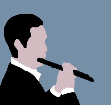 Illustrated man playing the Flute