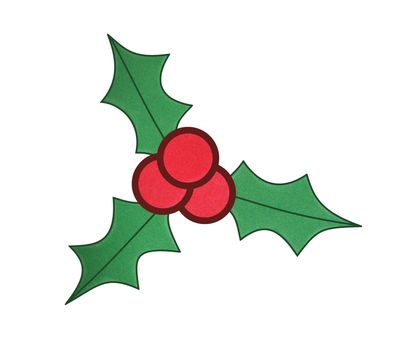 Illustration of holly cut from foam and then outlined using software