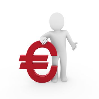 3d human euro finance red success symbol business