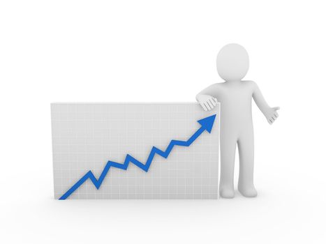 3d human arrow growth success business blue diagram
