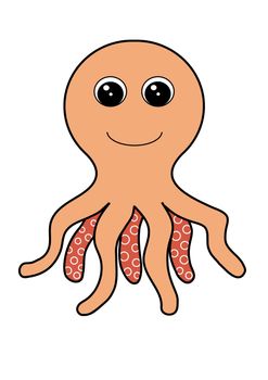 Illustration of a happy octopus