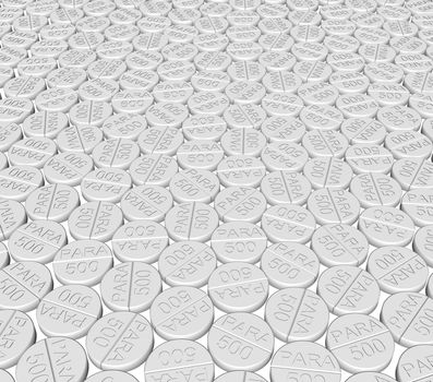 3D illustration of lots of Paracetamol