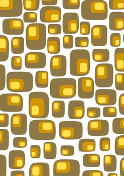 Illustrated retro background made of rounded shapes on a white background