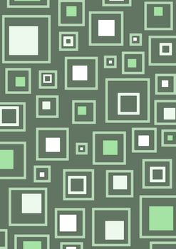 Illustrated retro green background containing many squares
