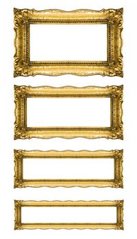Group of Old Gold Picture Frames on white