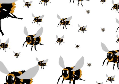 A swarm of Illustrated bees