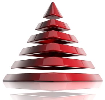 Pyramid created of layered elements. 3d