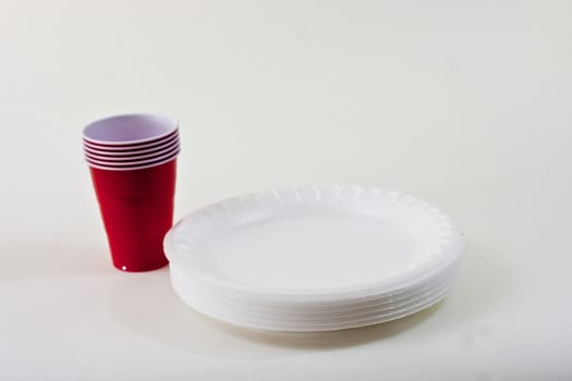 Styrofoam plates and cups on a white background.







Styrofoam plates and cups.