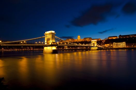 Budapest, night, Danube, river, Hungary