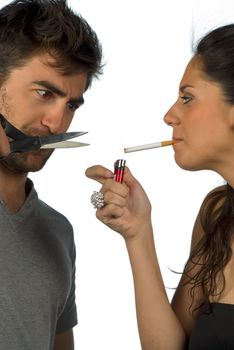 Guy trying to help his girlfriend stop smoking