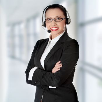 Young business woman with headset