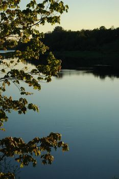 View on the river Volkhov. In the summer, early in the morning, a view on the river Volkhov from coast.