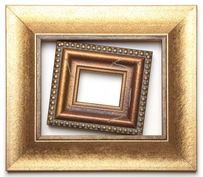 Old Picture Frames Isolated On White Background, Design Element